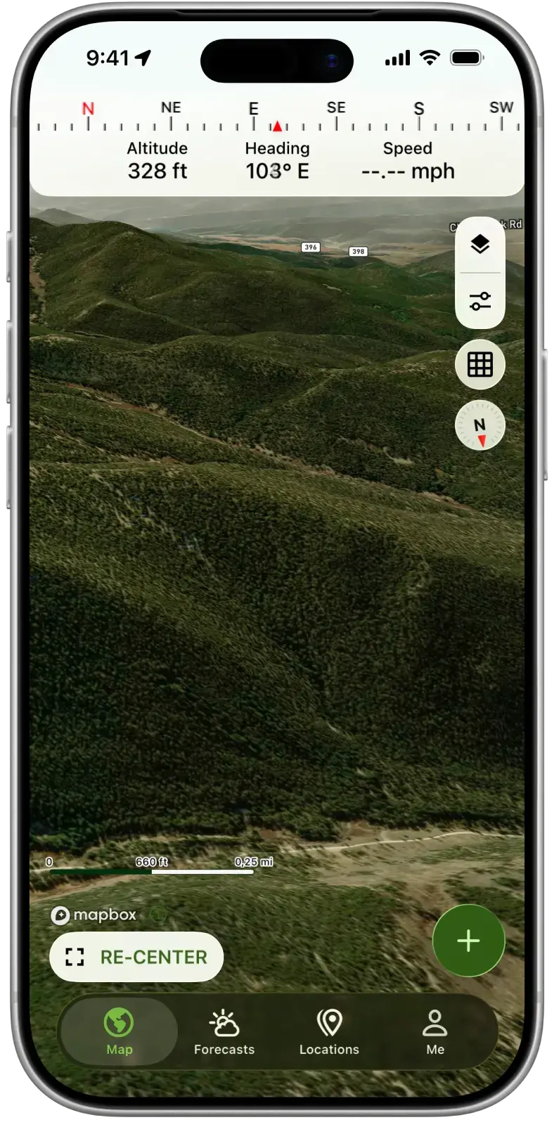 Vista 3D del territorio in Hunting Points