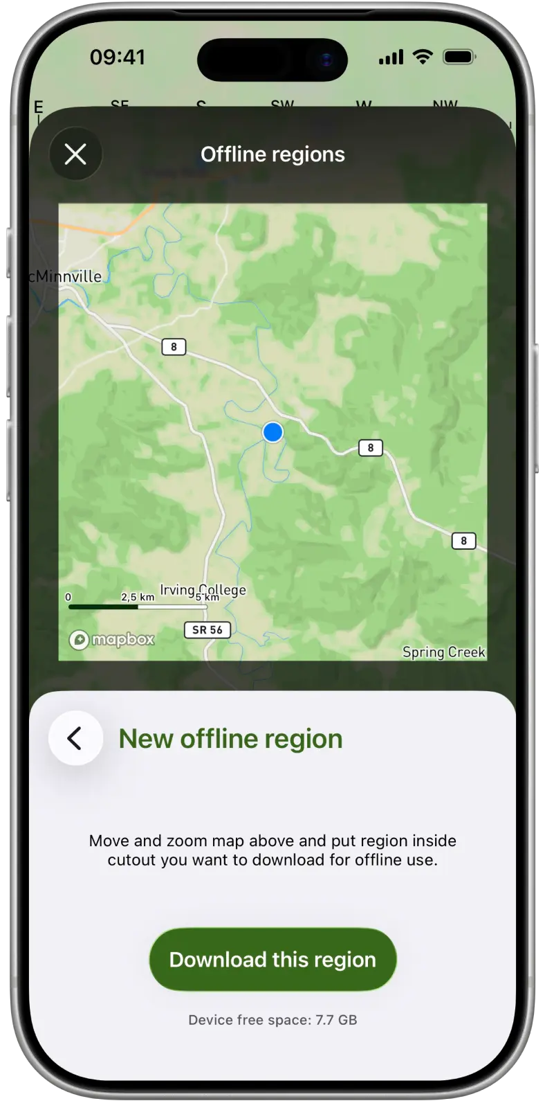 Offline-Karten in Hunting Points